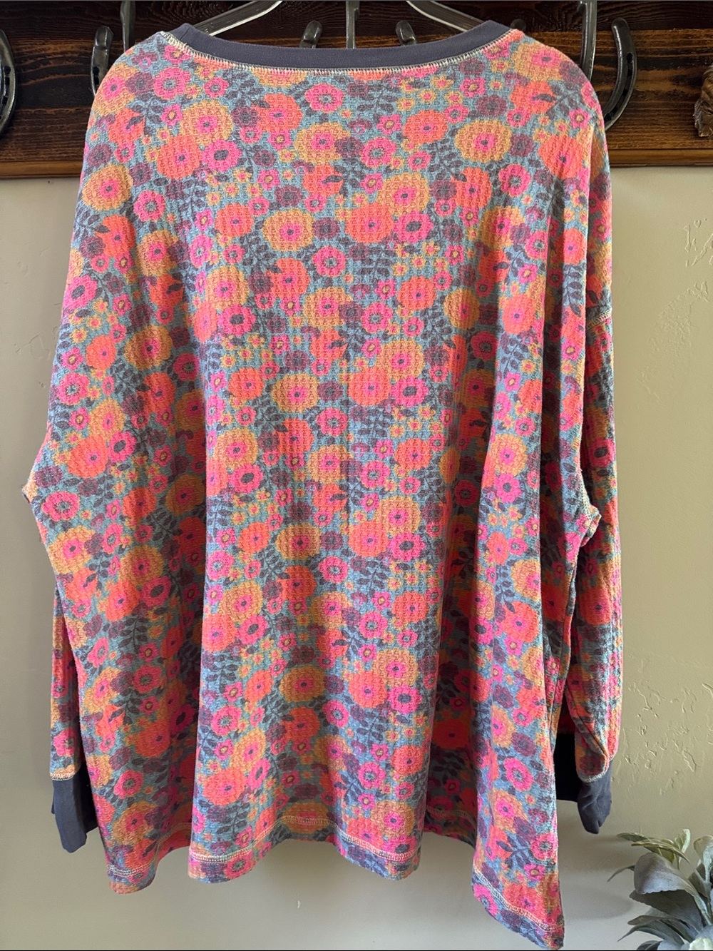 NATURAL LIFE Floral Waffle Knit Pullover with Pink and Orange Flowers - Picture 7 of 7